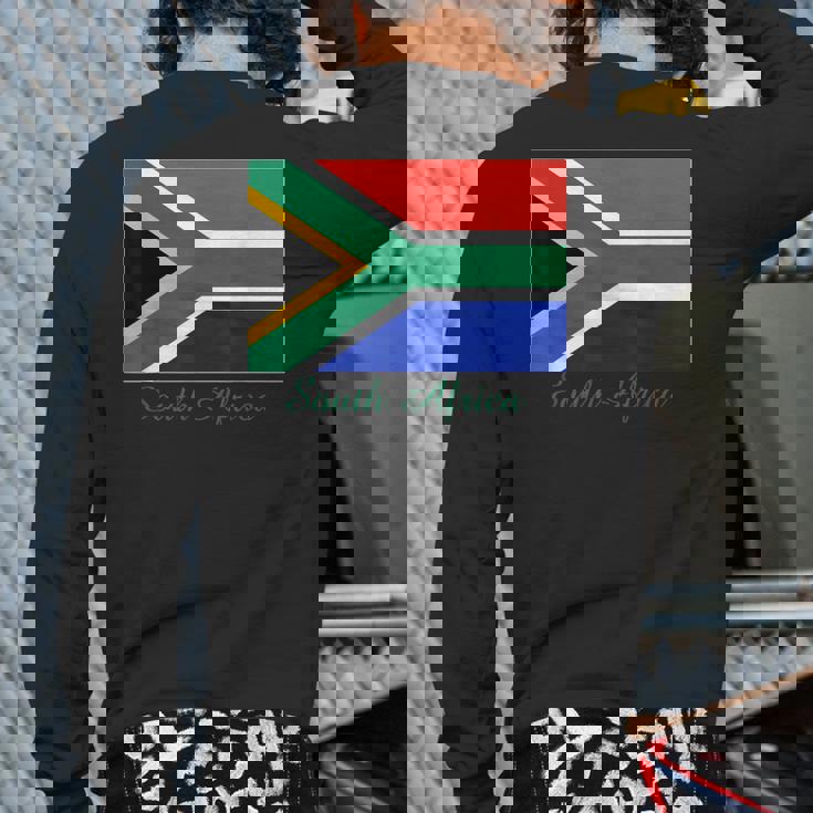 South Africa African Flag Souvenir Back Print Long Sleeve T-shirt