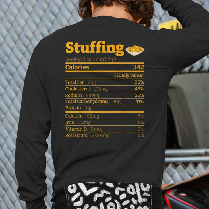 Stuffing Nutrition Facts Thanksgiving Xmas Costume Back Print Long Sleeve T-shirt