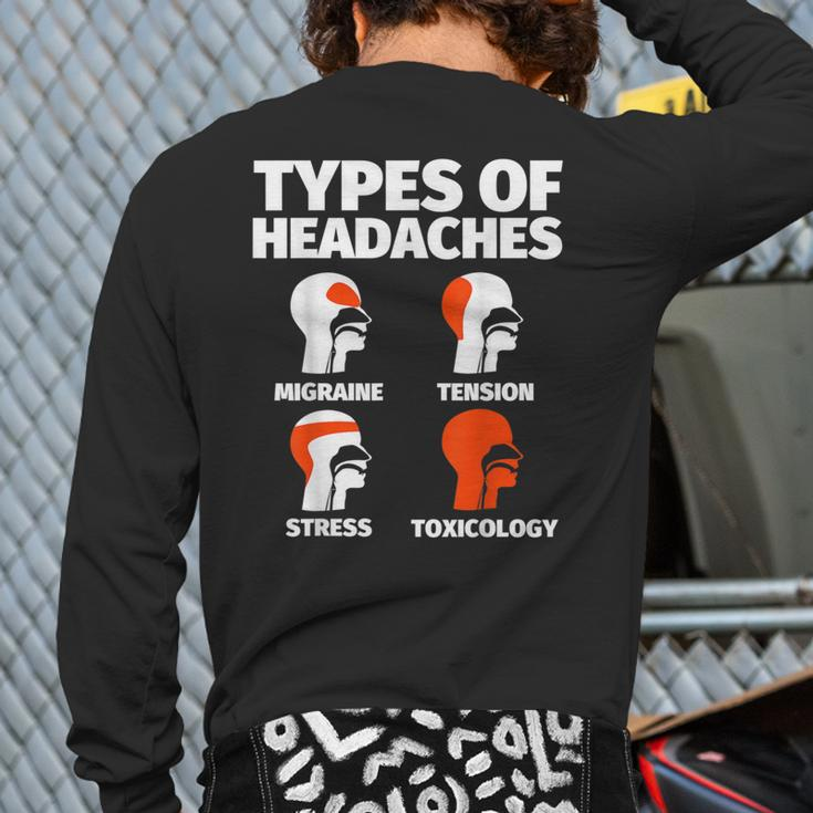 Toxicology Sayings Headache Meme Back Print Long Sleeve T-shirt