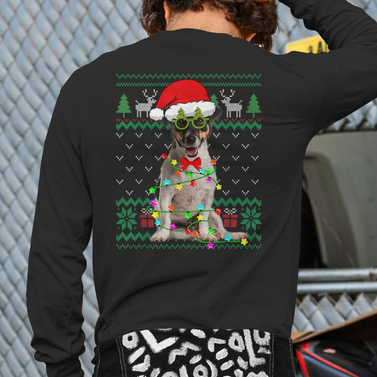 Ugly Sweater Christmas Lights Jack Russell Terrier Dog Puppy Back Print Long Sleeve T-shirt