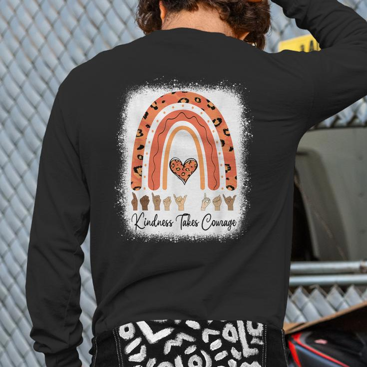 Unity Day Hand Sign Be Kind Kindness Takes Courage Orange Back Print Long Sleeve T-shirt