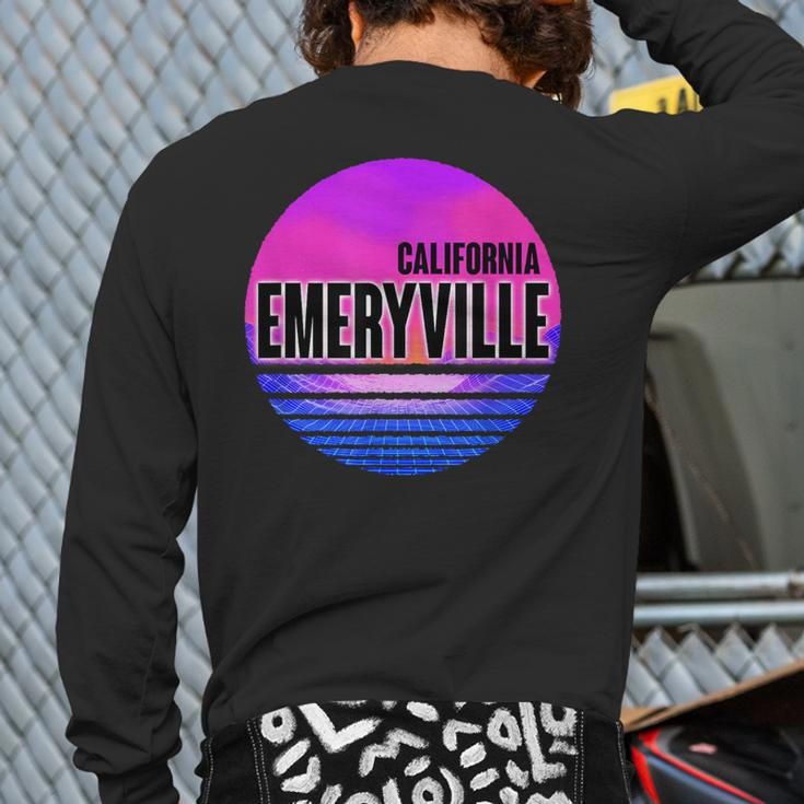 Vintage Emeryville Vaporwave California Back Print Long Sleeve T-shirt