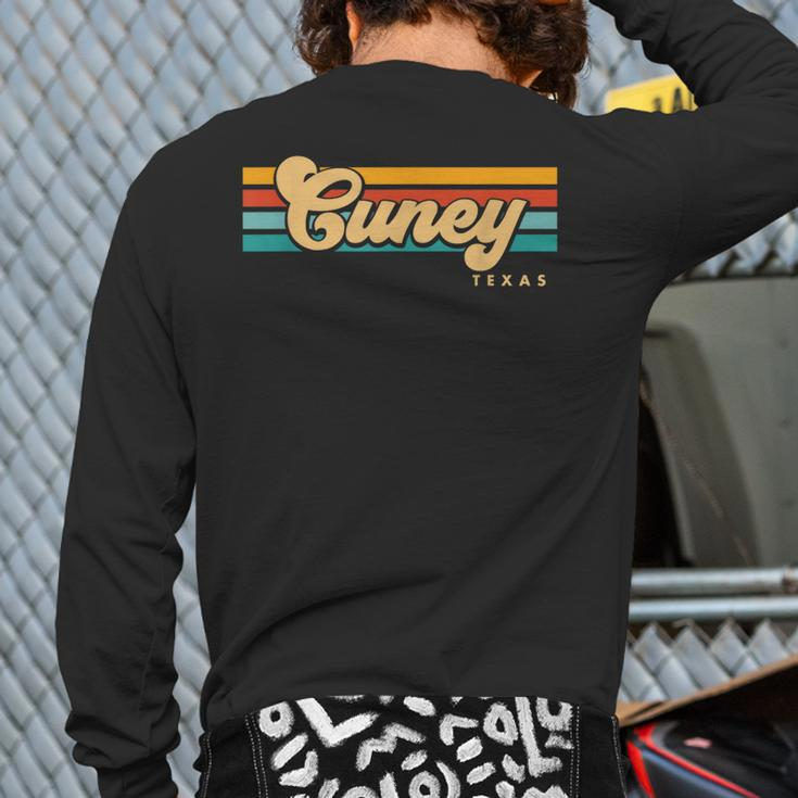 Vintage Sunset Stripes Cuney Texas Back Print Long Sleeve T-shirt