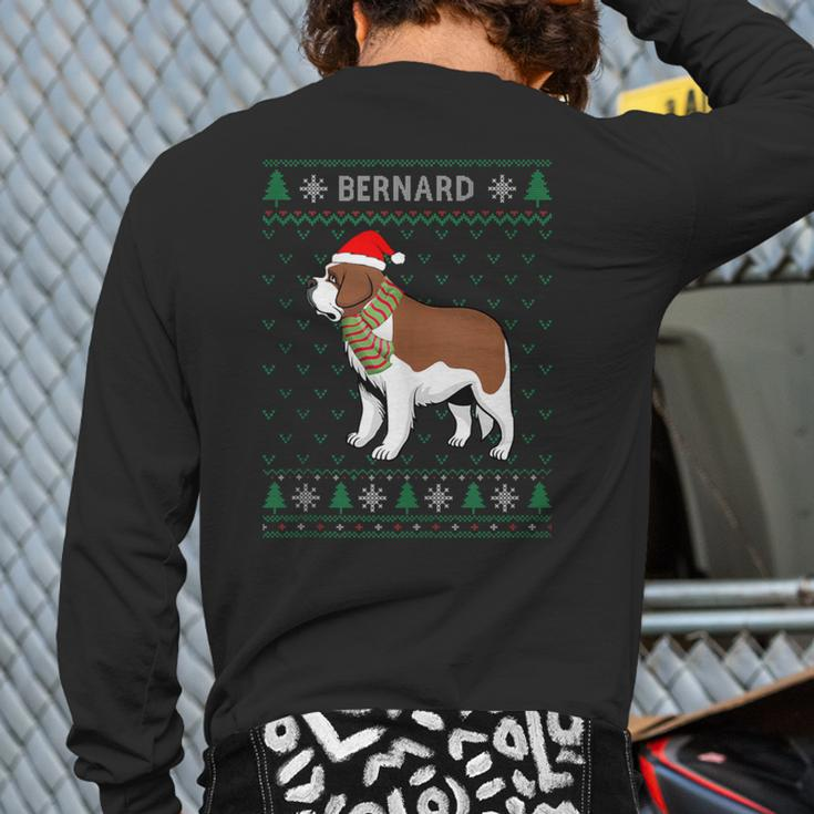 Xmas Bernard Dog Ugly Christmas Sweater Party Back Print Long Sleeve T-shirt