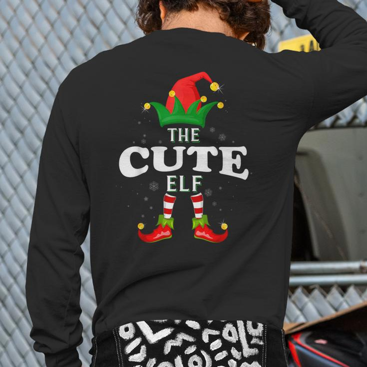 Xmas Cute Elf Family Matching Christmas Pajama Back Print Long Sleeve T-shirt