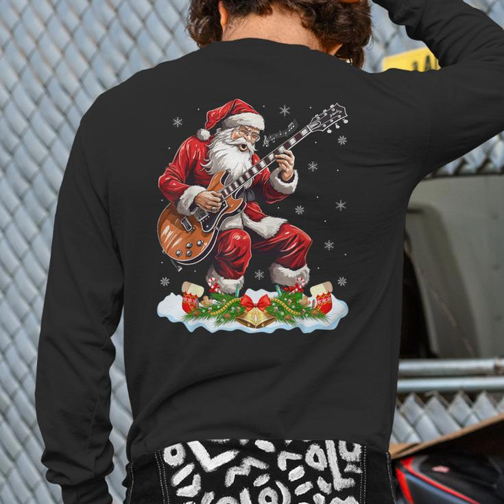 Xmas Guitarist Santa Playing Guitar Christmas Back Print Long Sleeve T-shirt