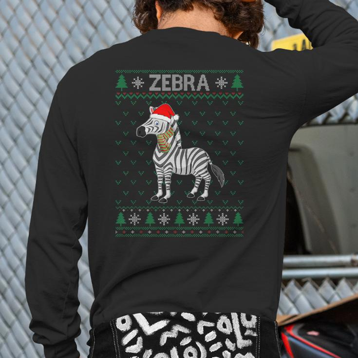 Xmas Zebra Ugly Christmas Sweater Party Back Print Long Sleeve T-shirt