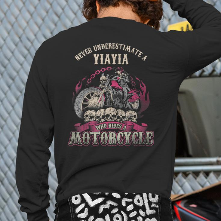 Yiayia Biker Chick Never Underestimate Motorcycle Back Print Long Sleeve T-shirt