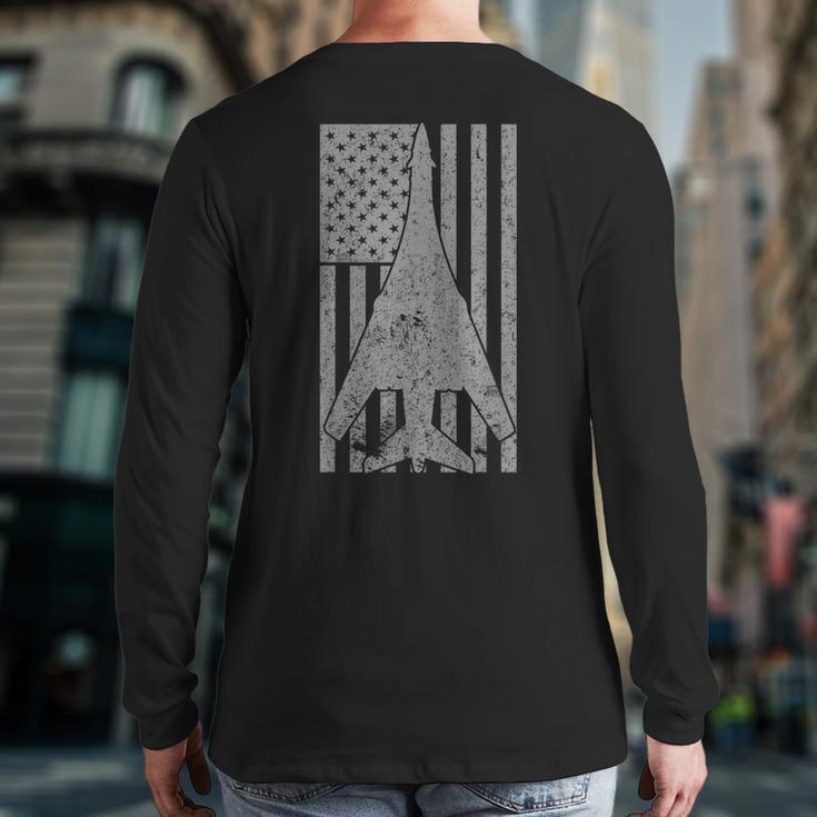 B-1 Lancer Supersonic Bomber Airplane Vintage Flag Back Print Long Sleeve T-shirt