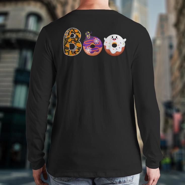 Boo Donuts Ghost Halloween Donut Lovers Costume Spooky Back Print Long Sleeve T-shirt