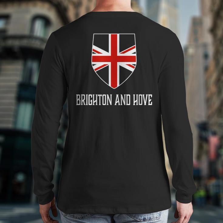 Brighton And Hove England British Union Jack Uk Back Print Long Sleeve T-shirt