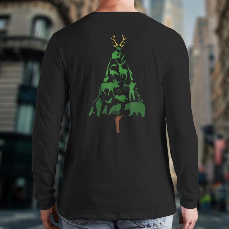 Christmas Tree Hunter Hunting Xmas Back Print Long Sleeve T-shirt