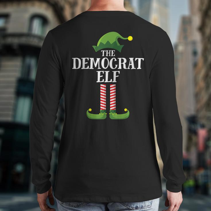 Democrat Elf Matching Family Group Christmas Party Back Print Long Sleeve T-shirt