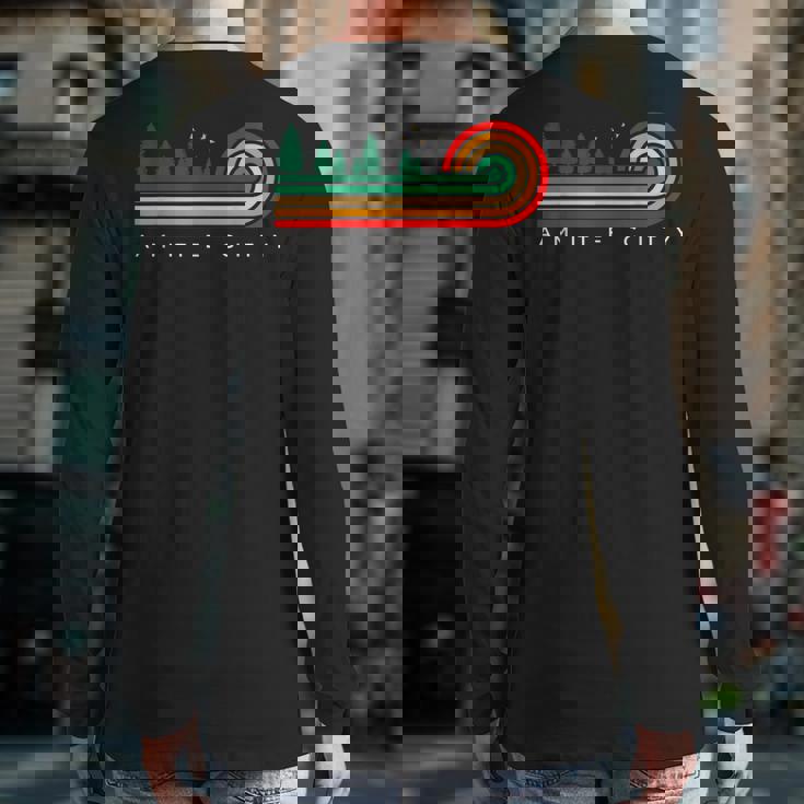Evergreen Vintage Stripes Amite City Louisiana Back Print Long Sleeve T-shirt