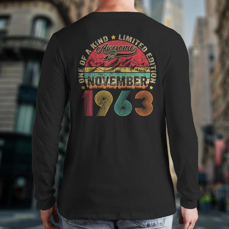 60 Years Old November 1963 Vintage 60Th Birthday Back Print Long Sleeve T-shirt