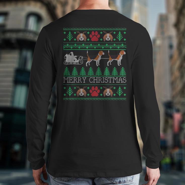 Dog Beagle Ugly Christmas Sweaters Back Print Long Sleeve T-shirt