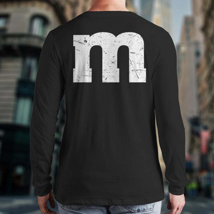 Letter M Groups Halloween 2023 Team Costume Distressed Back Print Long Sleeve T-shirt