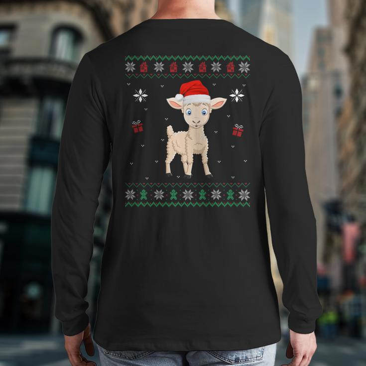 Ugly Xmas Sweater Style Matching Sheep Christmas Back Print Long Sleeve T-shirt