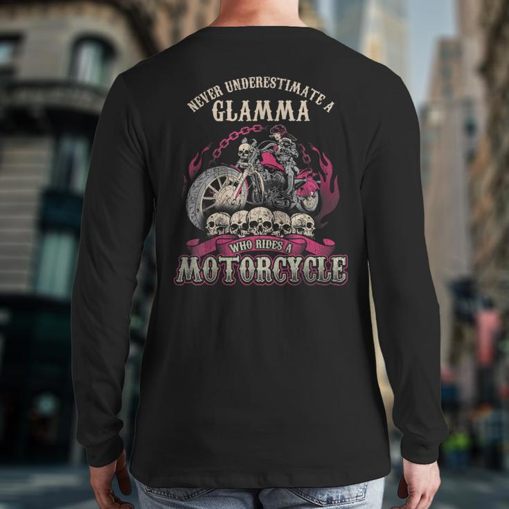 Glamma Biker Chick Never Underestimate Motorcycle Back Print Long Sleeve T-shirt