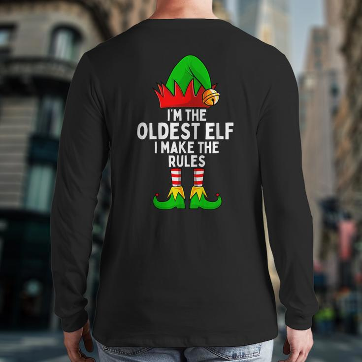 I'm The Oldest Elf Matching Family Christmas Back Print Long Sleeve T-shirt
