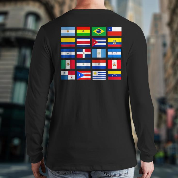 Latin American Flags Hispanic Heritage Month Back Print Long Sleeve T-shirt