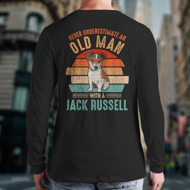 Mb Never Underestimate An Old Man With A Jack Russel Back Print Long Sleeve T-shirt