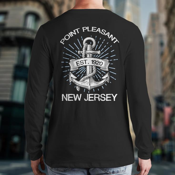 Point Pleasant Nj Vintage Nautical Anchor And RopeBack Print Long Sleeve T-shirt