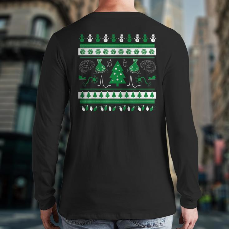 Psychology Ugly Christmas Sweater Brain Neurotransmitter Back Print Long Sleeve T-shirt