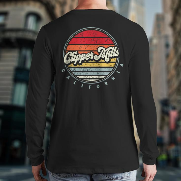 Retro Clipper Mills Home State Cool 70S Style Sunset Back Print Long Sleeve T-shirt