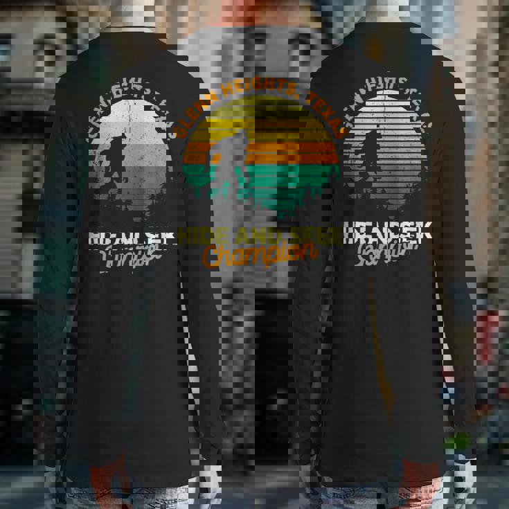Retro Glenn Heights Texas Big Foot Souvenir Back Print Long Sleeve T-shirt