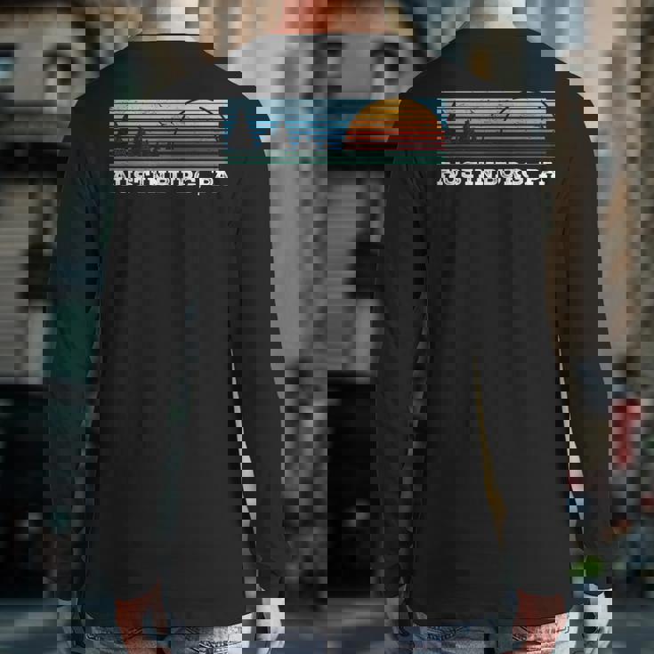 Retro Sunset Stripes Austinburg Pennsylvania Back Print Long Sleeve T-shirt