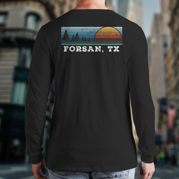 Retro Sunset Stripes Forsan Texas Back Print Long Sleeve T-shirt
