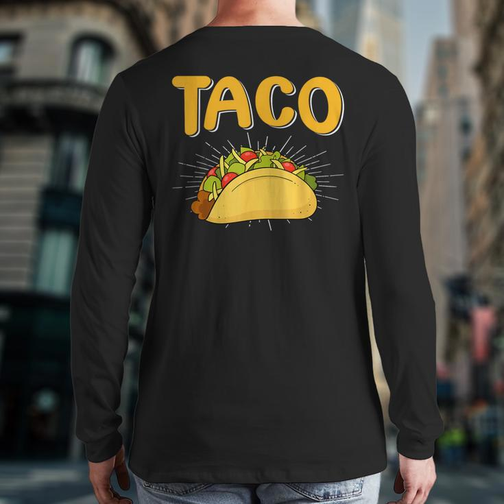 Retro Taco Mexican Food Eater Tacos Lover Fiesta Back Print Long Sleeve T-shirt