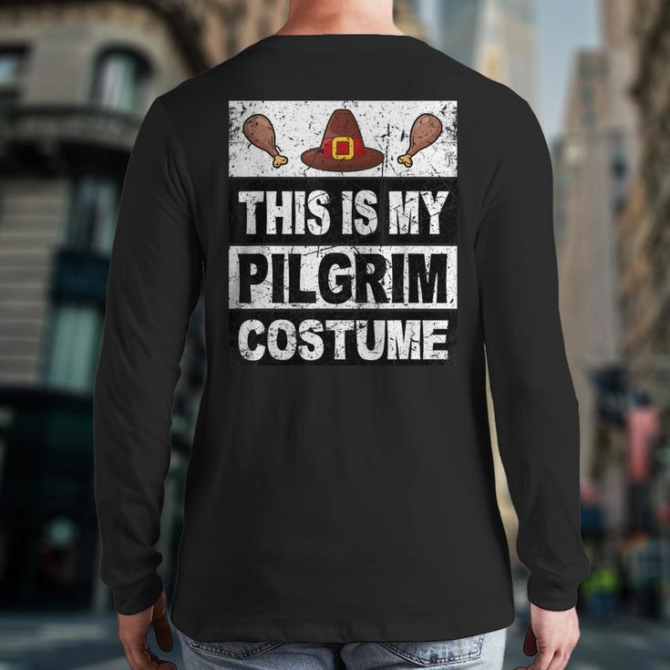 Retro Thanksgiving Pilgrim Costume Turkey Day Boys Back Print Long Sleeve T-shirt