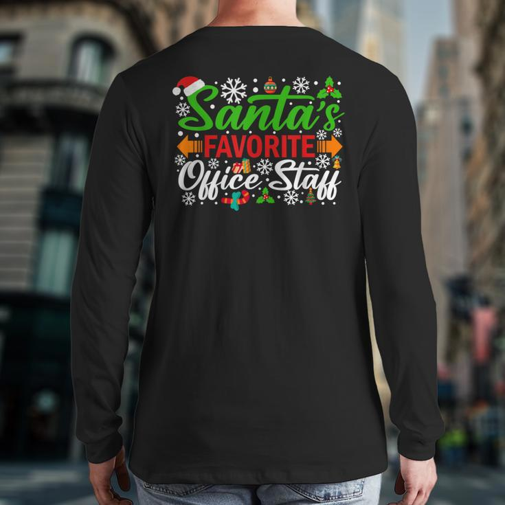 Santa's Favorite Office Staff Christmas Xmas Back Print Long Sleeve T-shirt