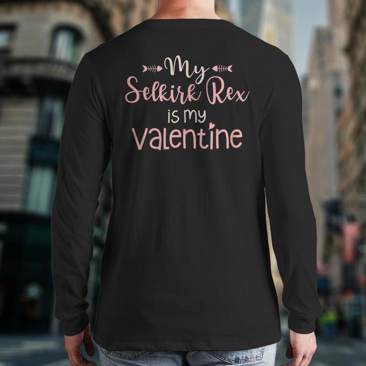 Selkirk Rex Cat Valentine Selkirk Rex Lover Outfit Back Print Long Sleeve T-shirt