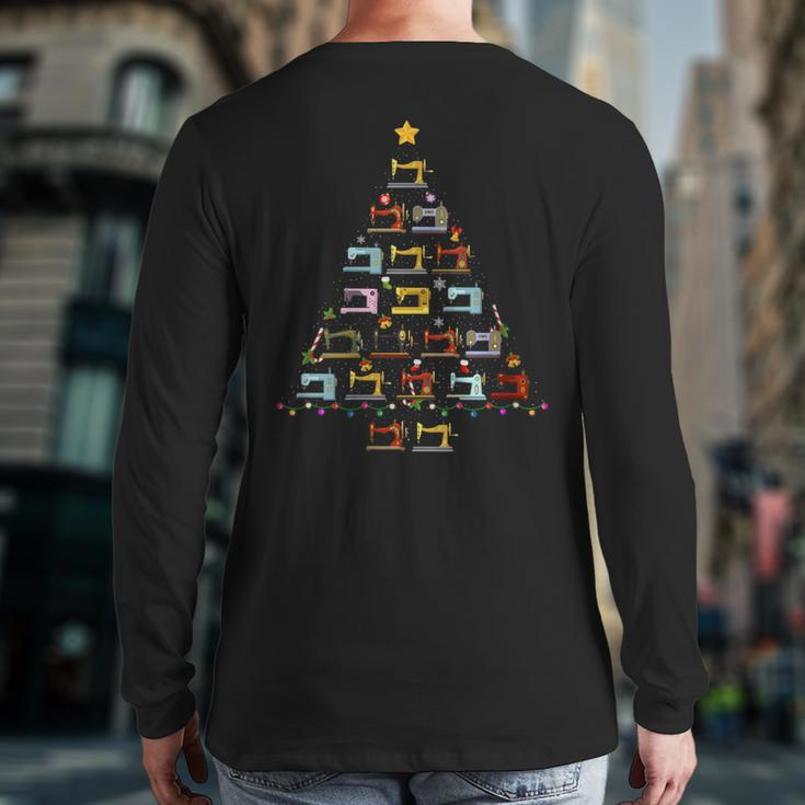 Sewing Machine Christmas Tree Ugly Christmas Sweater Back Print Long Sleeve T-shirt