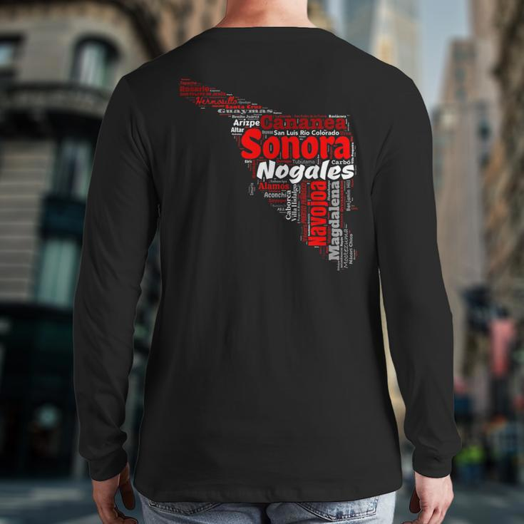 Sonora Mexico Mapa Ciudades Y Municipios Regalo Back Print Long Sleeve T-shirt