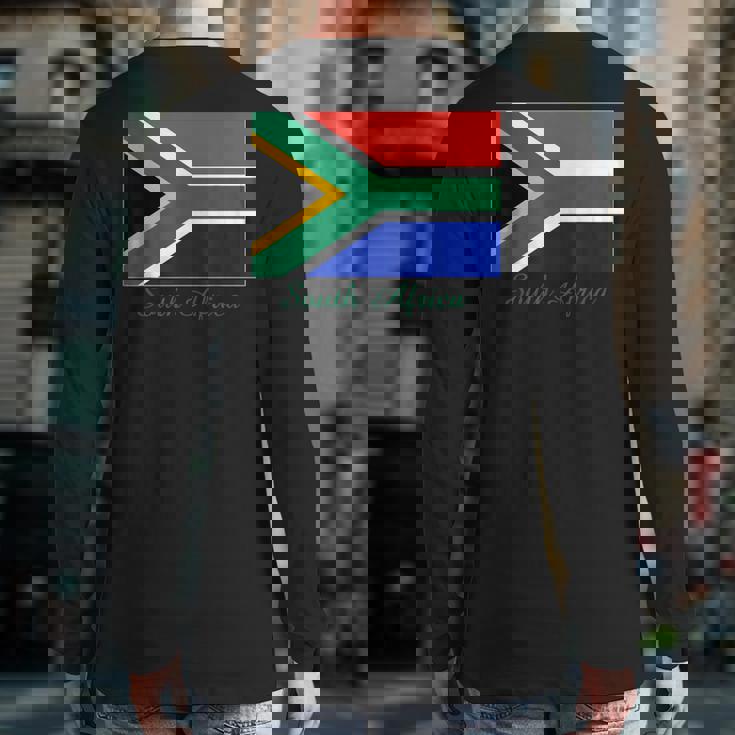 South Africa African Flag Souvenir Back Print Long Sleeve T-shirt