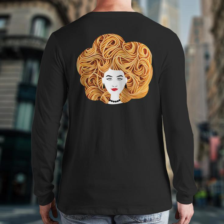 Spaghetti Pasta Natural Hair Back Print Long Sleeve T-shirt