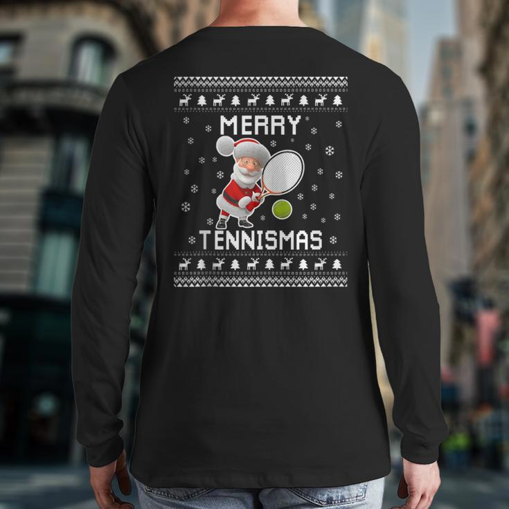 Tennis Ugly Christmas Sweater For Tennis Lovers Back Print Long Sleeve T-shirt