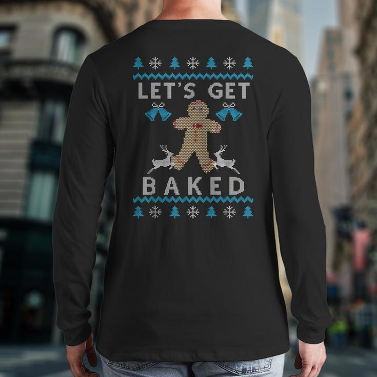 Ugly Christmas Sweater Let's Get Baked Back Print Long Sleeve T-shirt