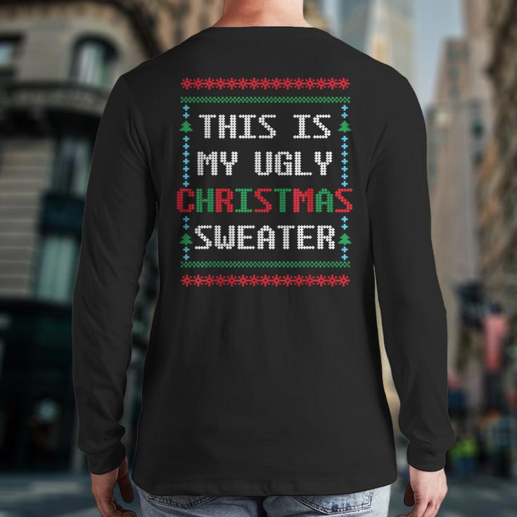 Ugly Christmas Sweater Winter Holidays Warm Clothes Back Print Long Sleeve T-shirt