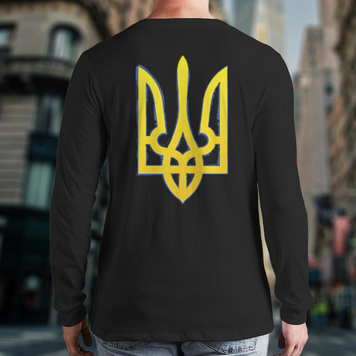 Ukraine Trident Zelensky Military Emblem Symbol Patriotic Back Print Long Sleeve T-shirt