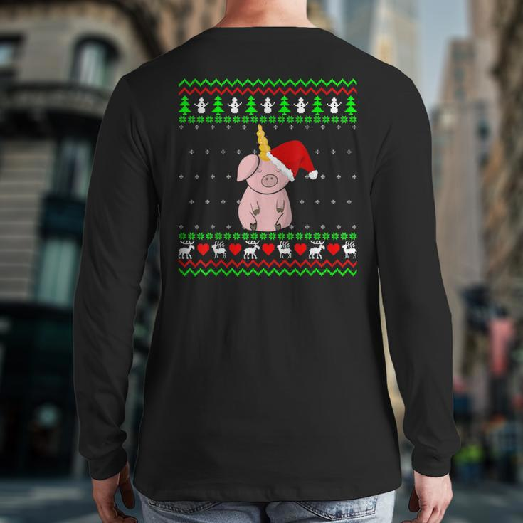 Unicorn Pig Ugly Christmas Sweater Back Print Long Sleeve T-shirt
