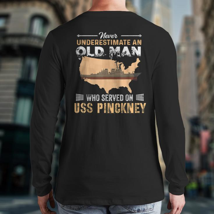 Uss Pinckney Ddg-91 Destroyer Back Print Long Sleeve T-shirt