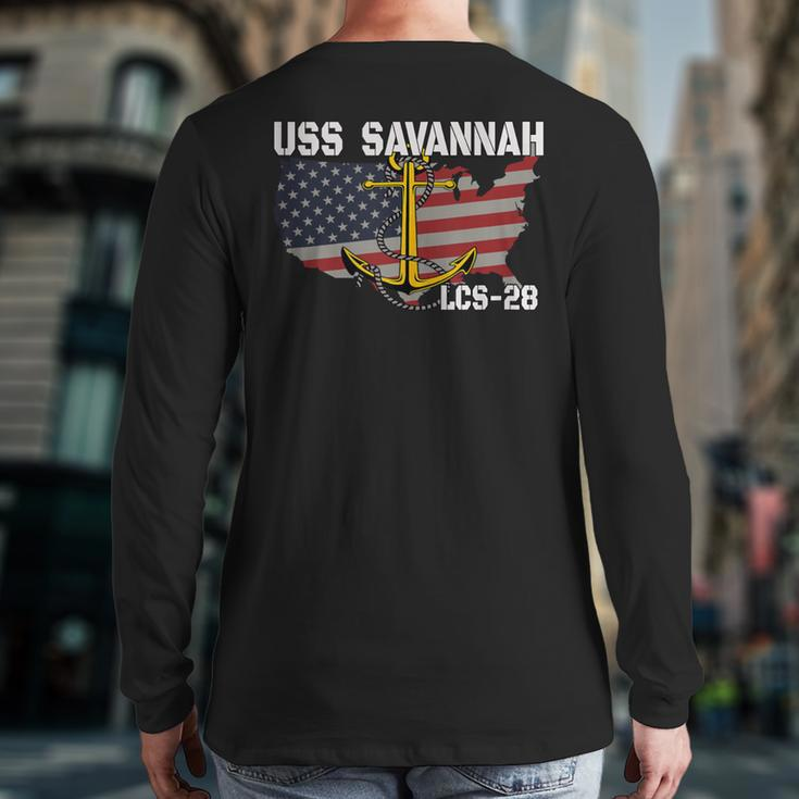 Uss Savannah Lcs-28 Littoral Combat Ship Veterans Day Father Back Print Long Sleeve T-shirt