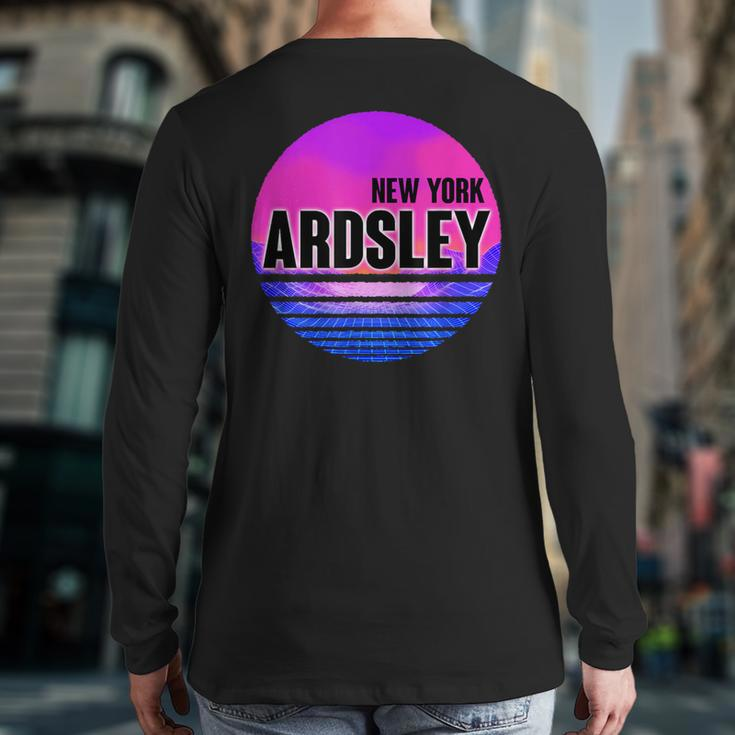 Vintage Ardsley Vaporwave New York Back Print Long Sleeve T-shirt