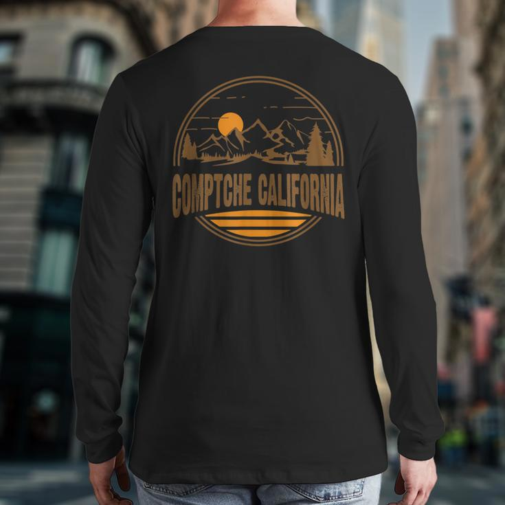 Vintage Comptche California Mountain Hiking Souvenir Print Back Print Long Sleeve T-shirt