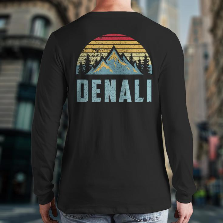 Vintage Mt Denali National Park Alaska Mountain Back Print Long Sleeve T-shirt